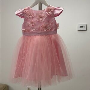 DRESS Made in Perú Adorable Pink Dress with Floral Accents Size 4